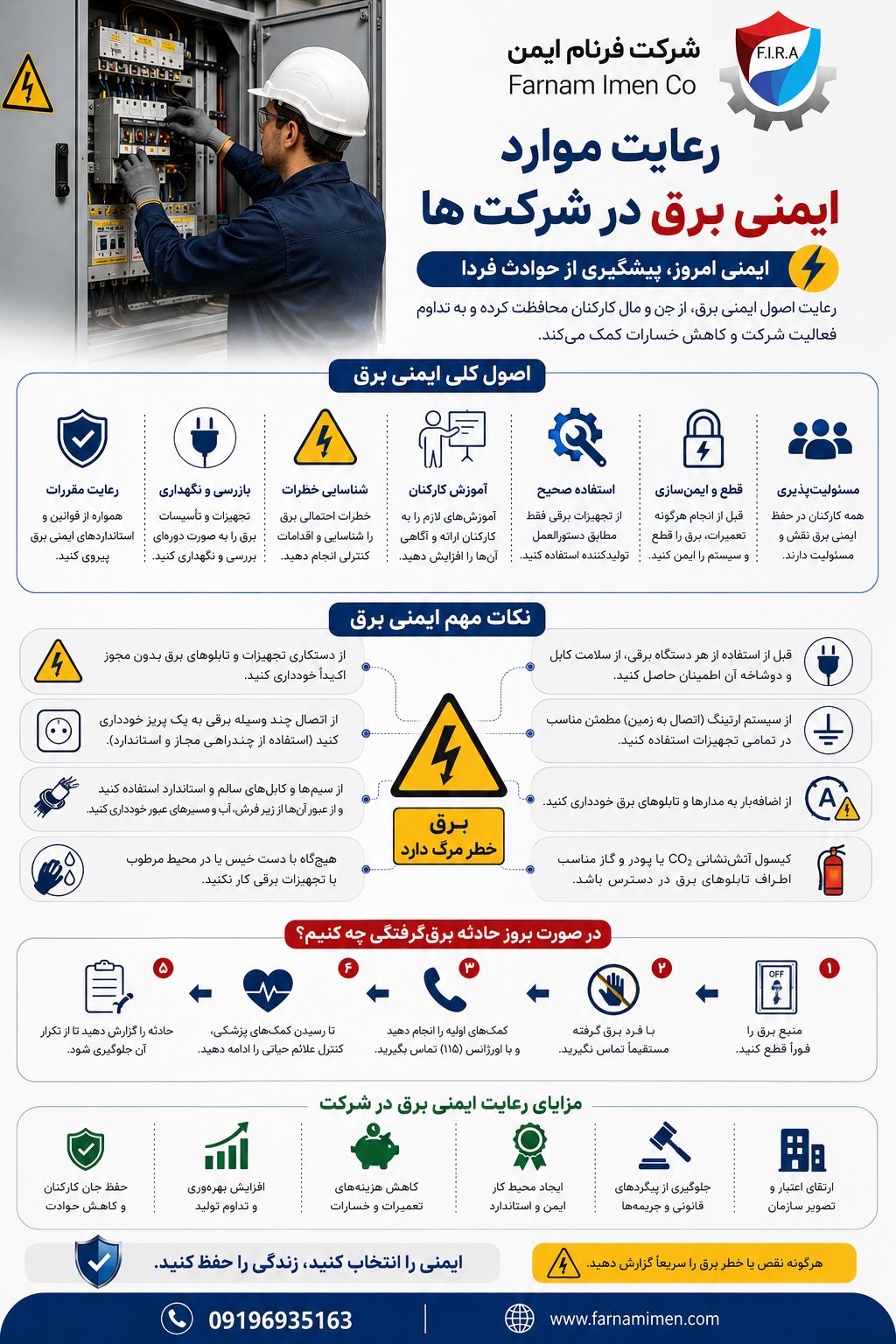 رعایت موارد ایمنی برق در شرکت ها